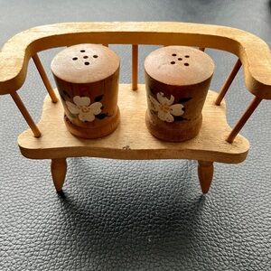 Vintage wood salt and pepper set